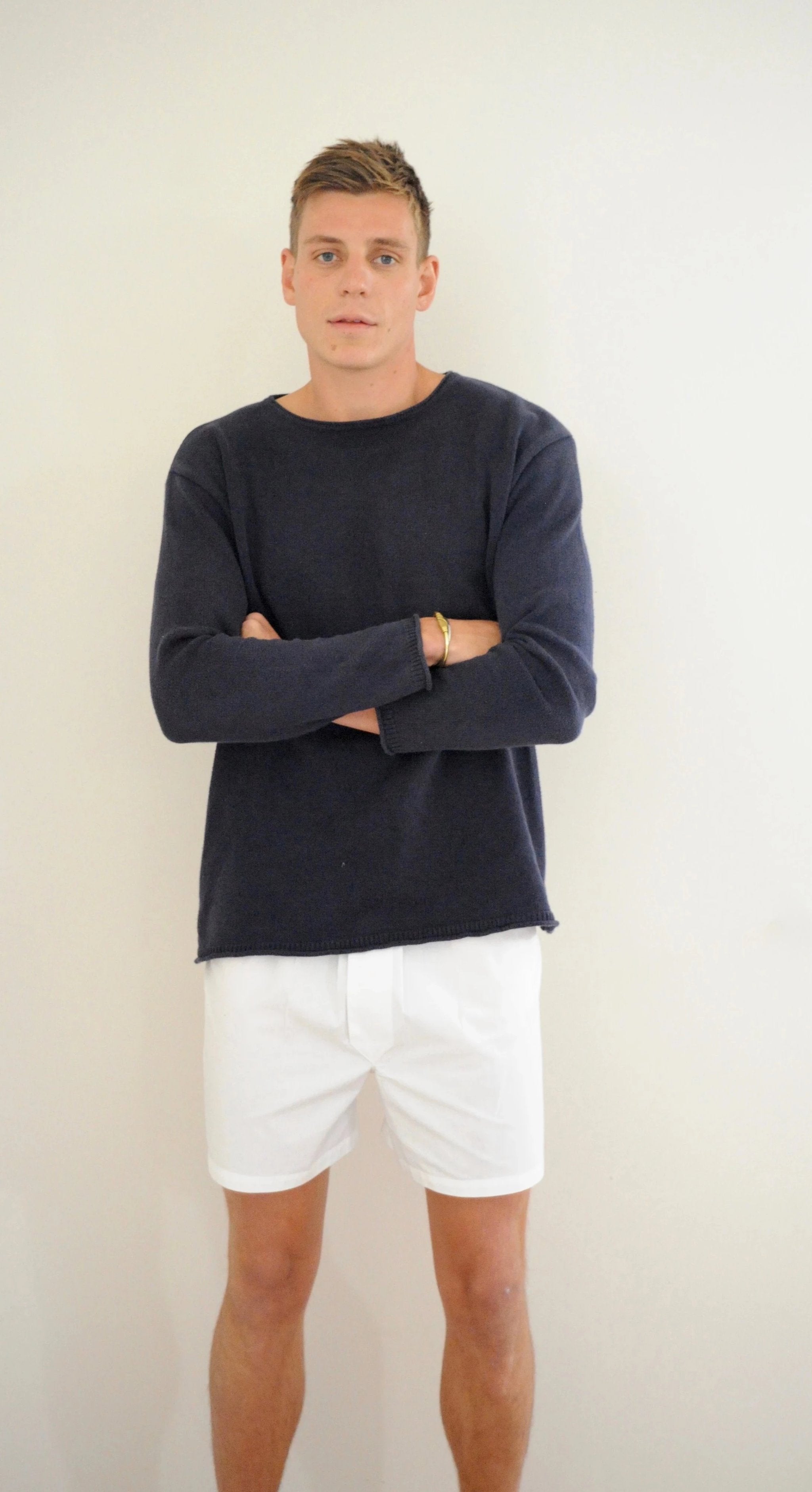 Men's Boxers with Silk Fly Navy - Pom Lampson