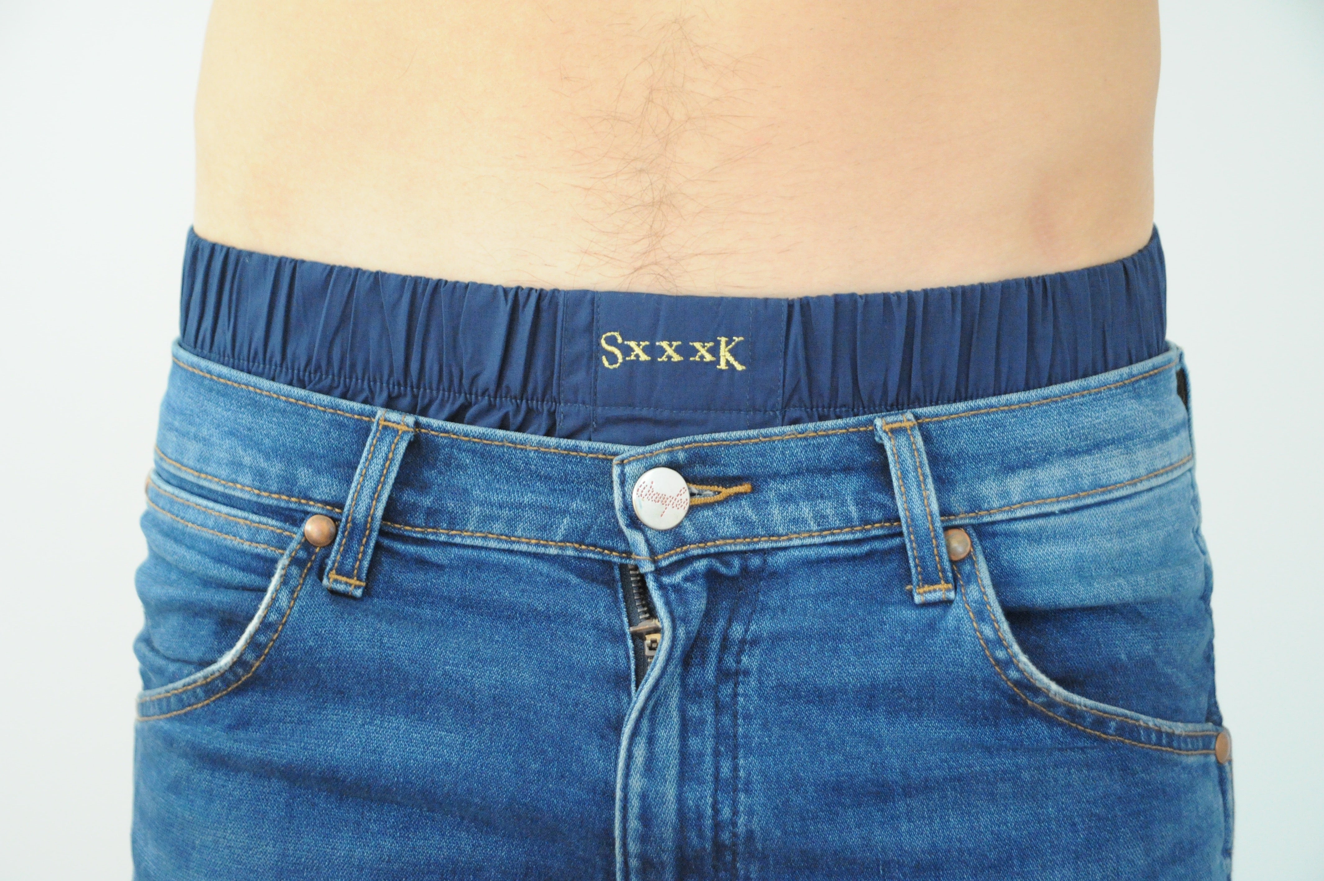 Men's Boxers with Silk Fly Navy - Pom Lampson