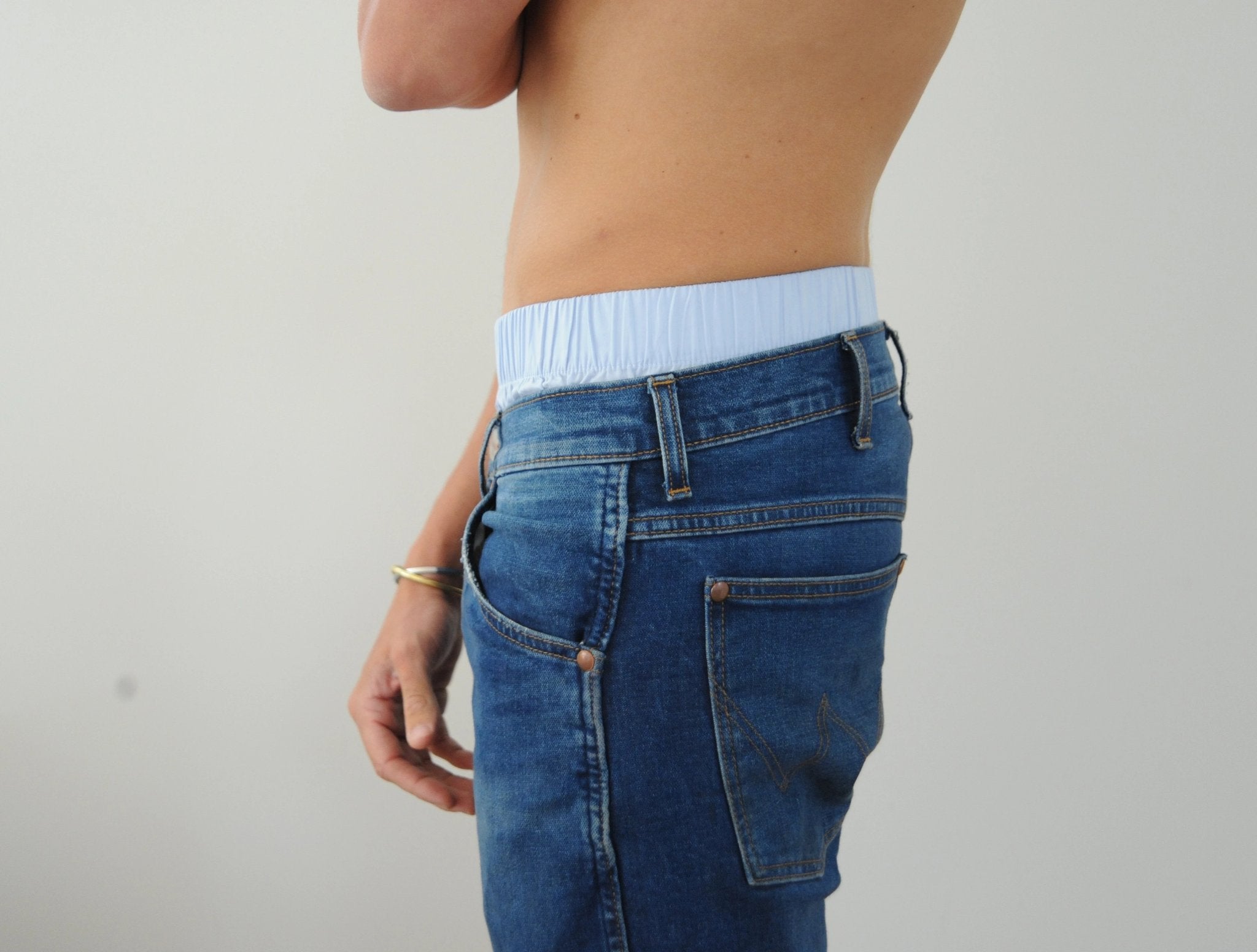 Men's Boxers with Silk Fly Pale Blue - Pom Lampson