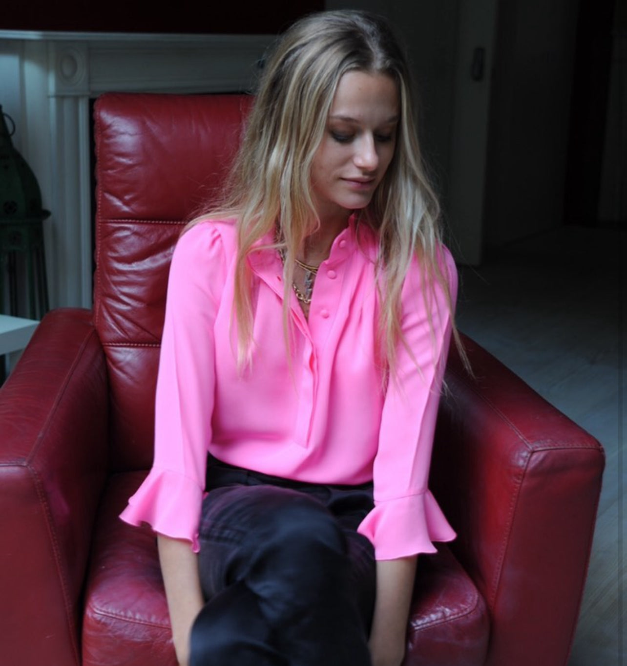 Bardot Silk Shirt Hot Pink