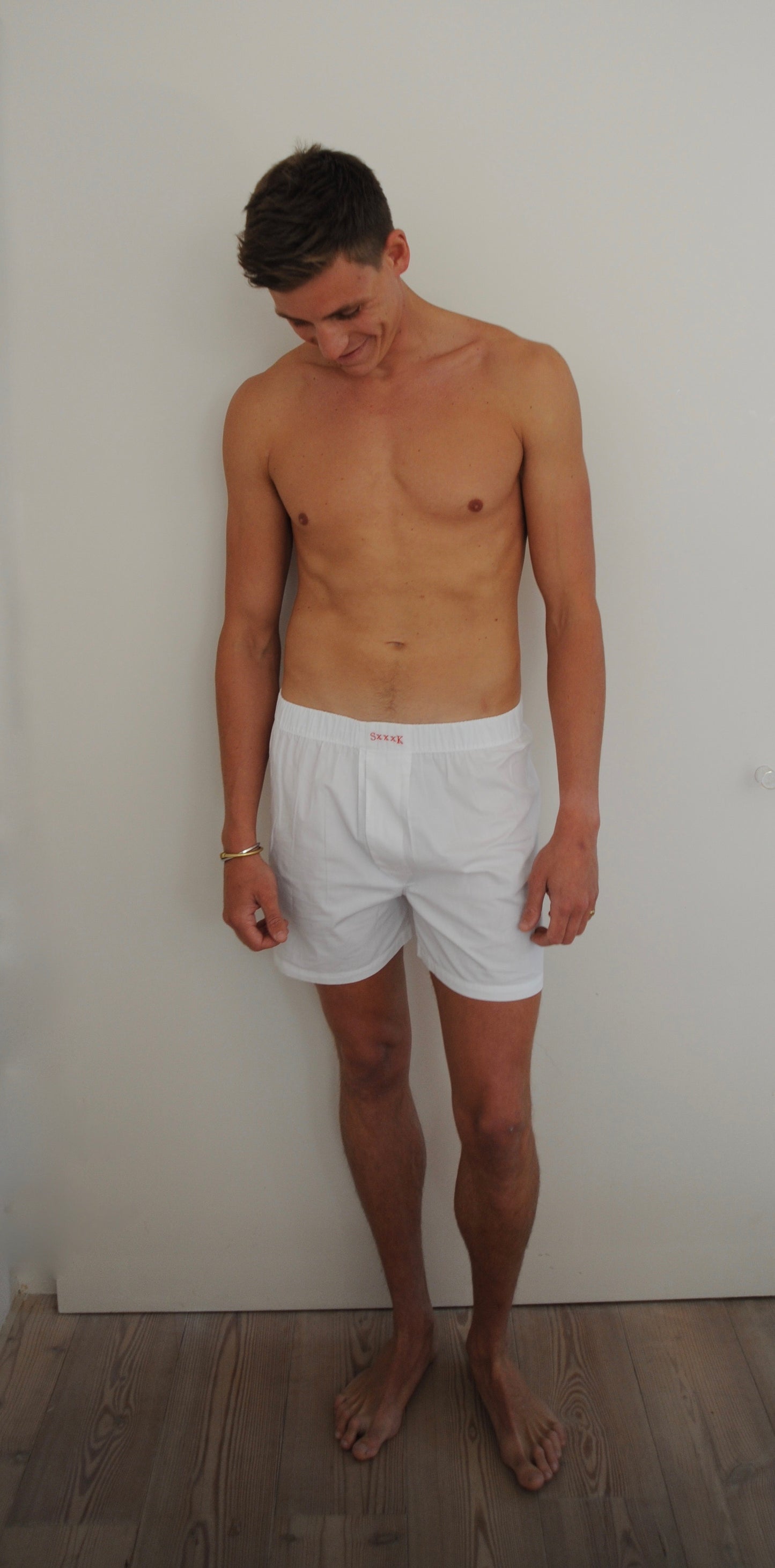 Men's Boxers with Silk Fly White - Pom Lampson